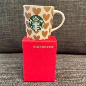 Starbucks White & Gold Heart Mini Espresso Cup - 2015